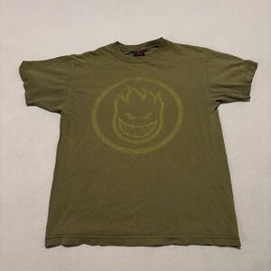 SpitFire T Shirt Size Small Olive Green Y2K Graphic Skateboard Short Sleeves